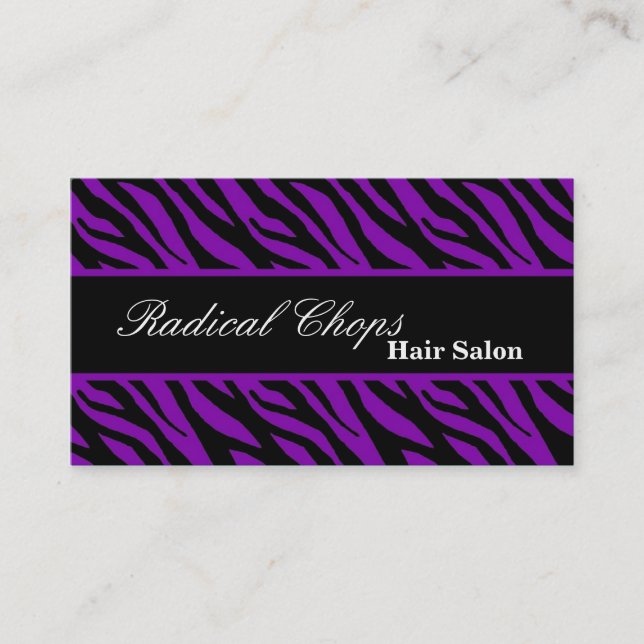 100 Purple Black Zebra Print Pattern Business Card (Front)