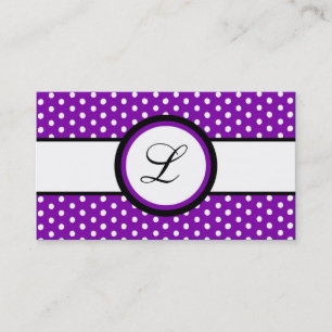 100 Purple White Polkadot Pokadot Business Card