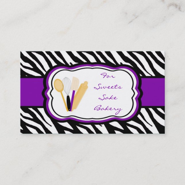 100 Purple Zebra Bakery Chef Business Card (Front)