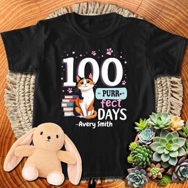 100 Purrfect Days Of School Cat Girls 100th Day T-Shirt (Creator Uploaded)