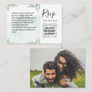 100 QR CODE WEDDING RSVP Greenery PHOTO Enclosure Business Card
