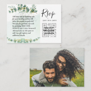 100 QR CODE WEDDING RSVP Greenery PHOTO Enclosure Business Card