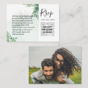 100 QR CODE WEDDING RSVP Greenery PHOTO Enclosure  Business Card
