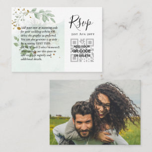 100 QR CODE WEDDING RSVP Greenery PHOTO Enclosure  Business Card
