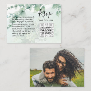 100 QR CODE WEDDING RSVP Greenery PHOTO Enclosure Business Card