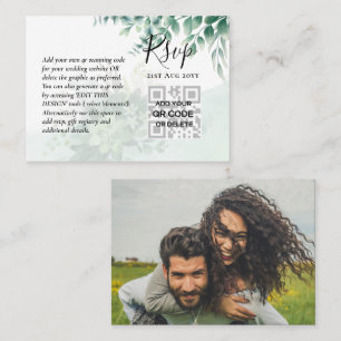 100 QR CODE WEDDING RSVP Greenery PHOTO Enclosure  Business Card
