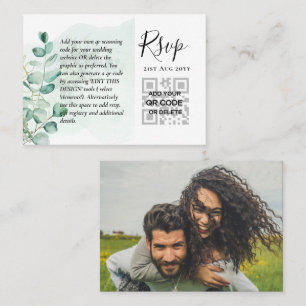 100 QR CODE WEDDING RSVP Greenery PHOTO Enclosure Business Card
