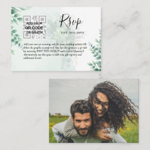 100 QR CODE WEDDING RSVP Greenery PHOTO Enclosure Business Card