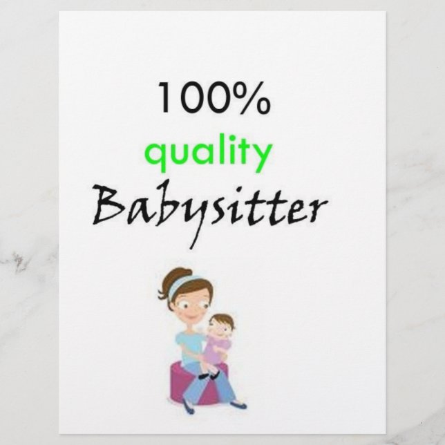 100% quality babysitter flyer (Front)