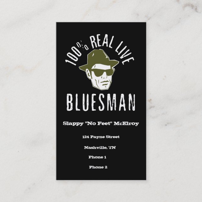 100% Real Live Bluesman Business Cards (Front)