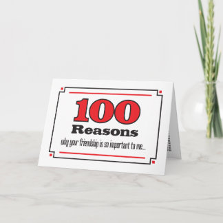 100 Reasons friendship card