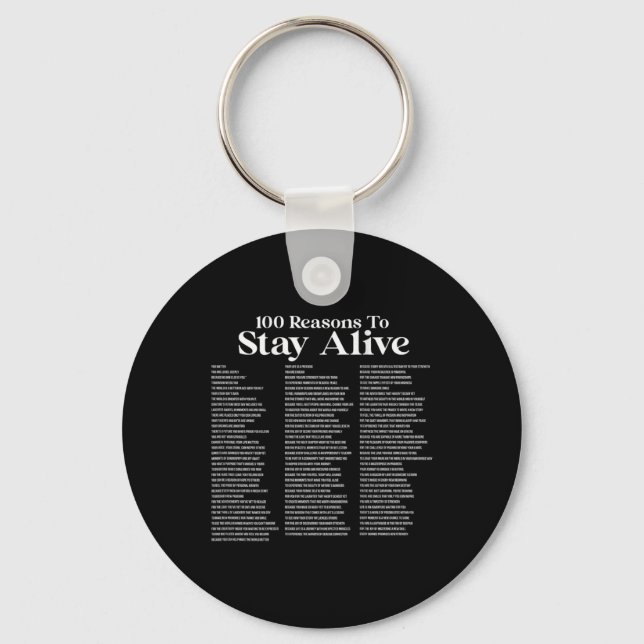 100 Reasons To Stay Alive Suicide Prevention 988 P Key Ring (Front)