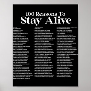 100 Reasons To Stay Alive Suicide Prevention 988 P Poster
