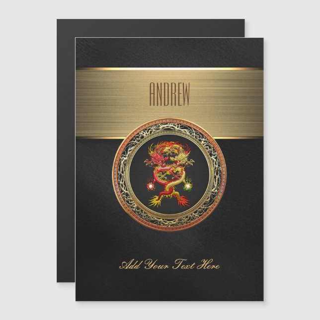 [100] Red and Yellow Dragons Magnetic Invitation (Front/Back)