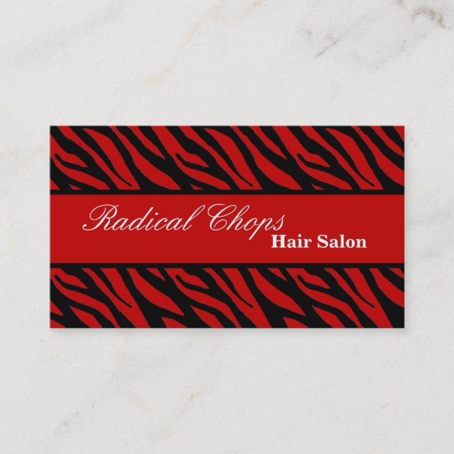 100 Red Black Zebra Print Pattern Business Card (Front)