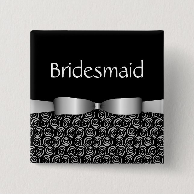 100 Rosettes Wedding Bridesmaid Buttons - Silver (Front)