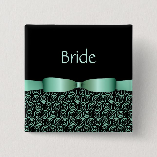 100 Rosettes Wedding Buttons - Aquamarine (Front)