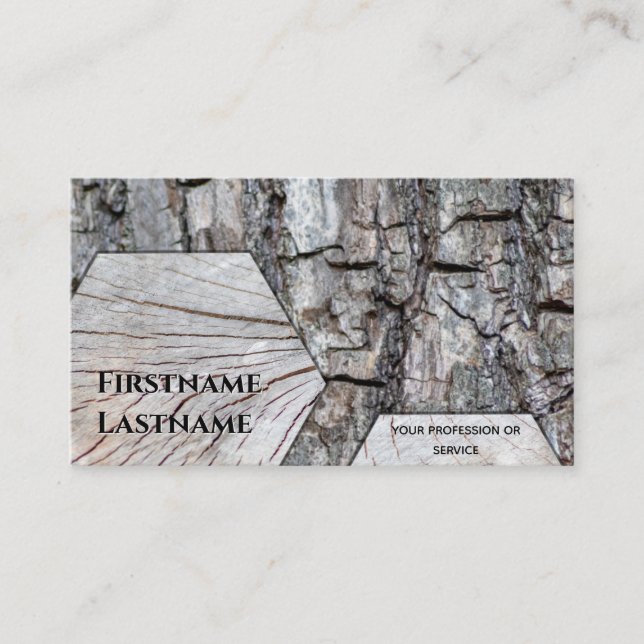 100% rustic natural organic wooden hexagonal business card (Front)