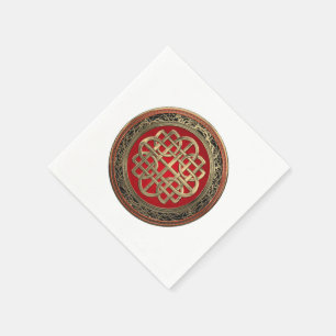 [100] Sacred Celtic Gold Knot Cross Napkin