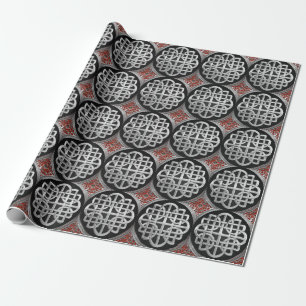 [100] Sacred Celtic Silver Knot Cross Wrapping Paper