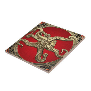 [100] Sacred Gold Octopus in Defensive Posture Tile