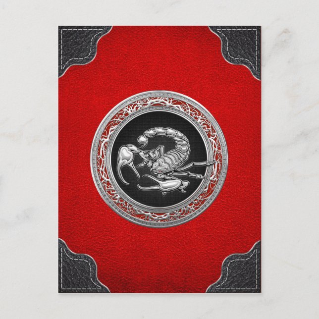 [100] Sacred Silver Scorpion on Black Postcard (Front)