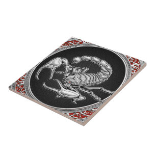[100] Sacred Silver Scorpion on Black Tile
