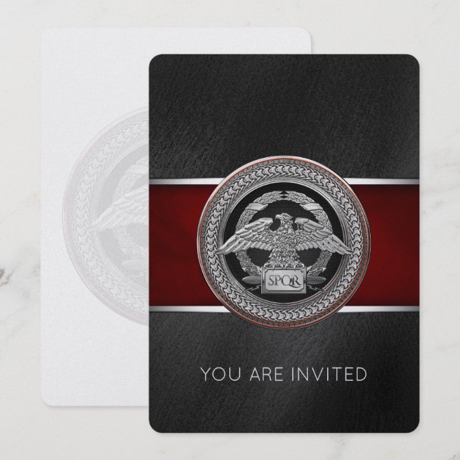 [100] Silver Roman Imperial Eagle over Medallion Invitation (Front/Back)