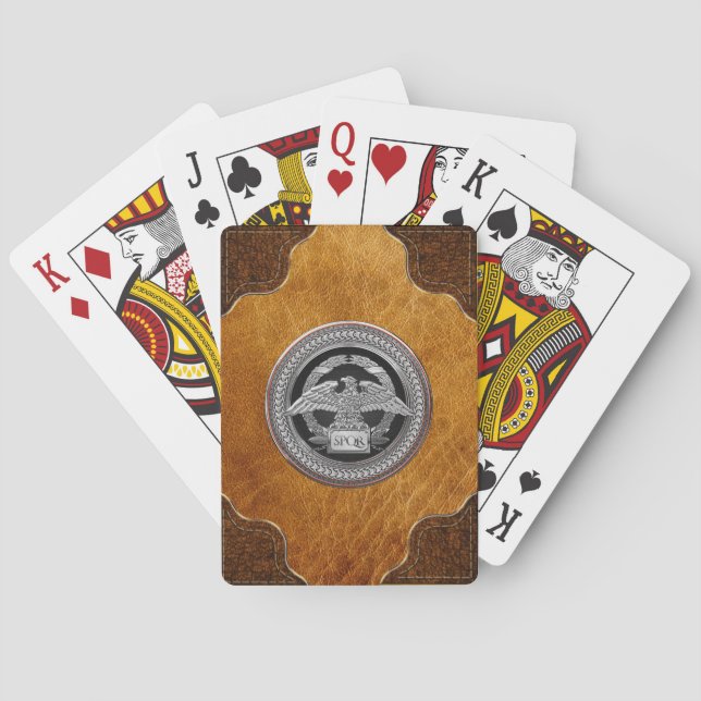 [100] Silver Roman Imperial Eagle over Medallion Playing Cards (Back)