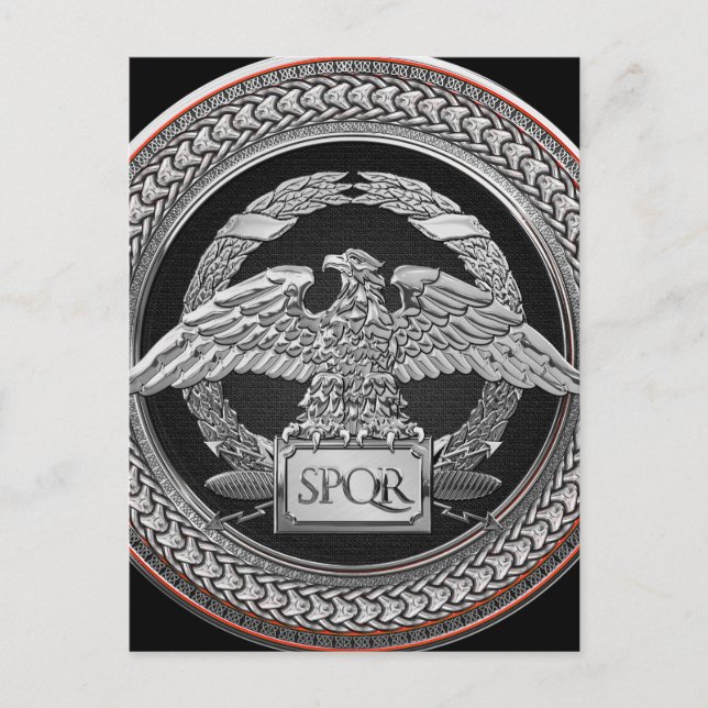 [100] Silver Roman Imperial Eagle over Medallion Postcard (Front)