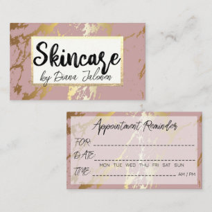100 Skincare Appointment Reminder Rose Marble Business Card