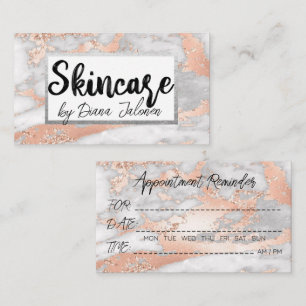 100 Skincare Appointment Reminder Rose Marble Business Card