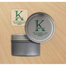 100 Stamped Monogram Square Return Address Labels