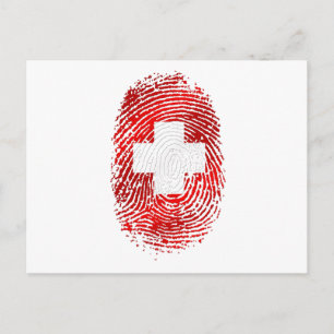 100% Swiss DNA fingerprint Switzerland flag gifts Postcard