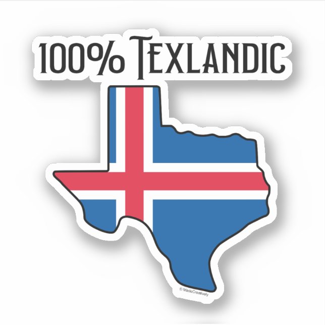 100% Texlandic Custom-Cut Vinyl Sticker (Front)
