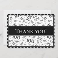 100 "Thank you!" Black and White Number Pattern