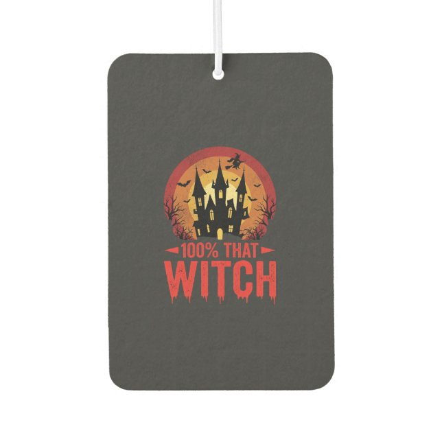 100% That Witch Halloween Castle Car Air Freshener (Front)