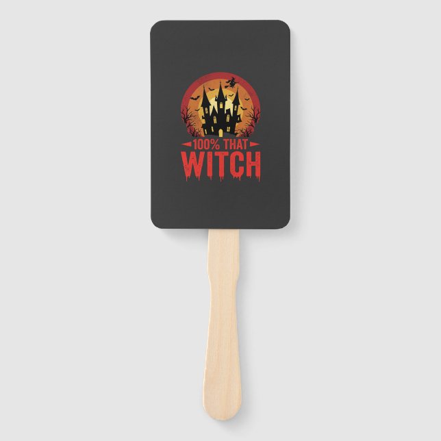 100% That Witch Halloween Castle Hand Fan (Front)