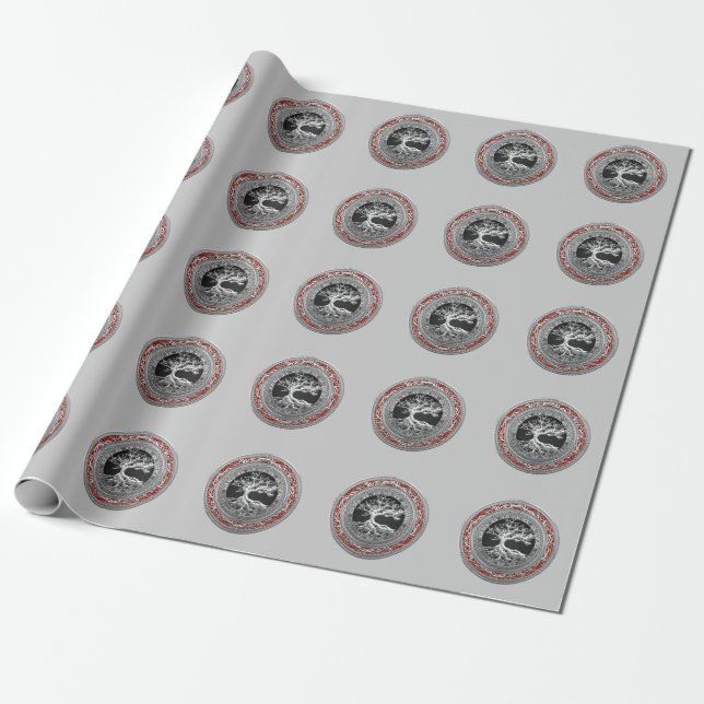 [100] Treasure Trove: Celtic Tree of Life [Silver] Wrapping Paper (Unrolled)