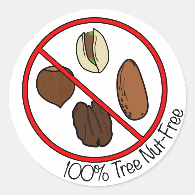 100% Tree Nut Free Classic Round Sticker (Front)
