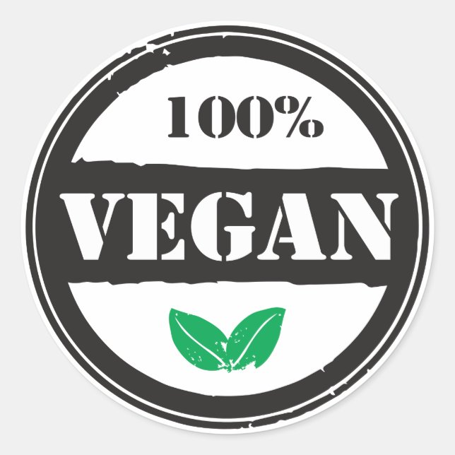 100% VEGAN CLASSIC ROUND STICKER (Front)