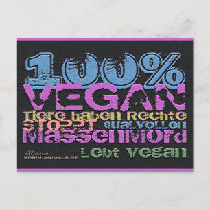 100% VEGAN -..- Postkarte Postcard