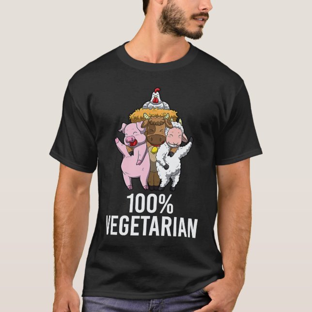100 Vegetarian Veggie AF Vegan Statement Mens Wome T-Shirt (Front)