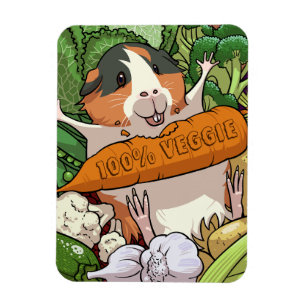 100% Veggie Happy Guinea Pig With Carrot Magnet