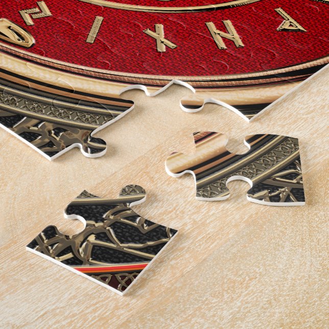 [100] Vegvisir - Viking Gold Magic Runic Compass Jigsaw Puzzle (Side)