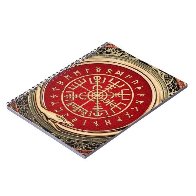[100] Vegvisir - Viking Gold Magic Runic Compass Notebook (Left Side)