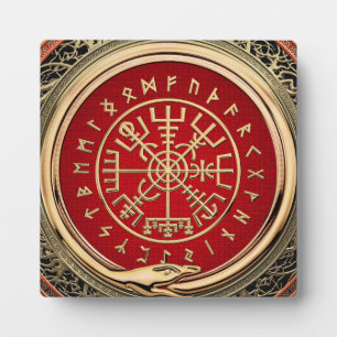 [100] Vegvisir - Viking Gold Magic Runic Compass Plaque