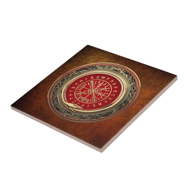 [100] Vegvisir - Viking Gold Magic Runic Compass Tile (Side)