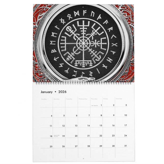 [100] Vegvisir - Viking Silver Magic Runic Compass Calendar (Jan 2026)