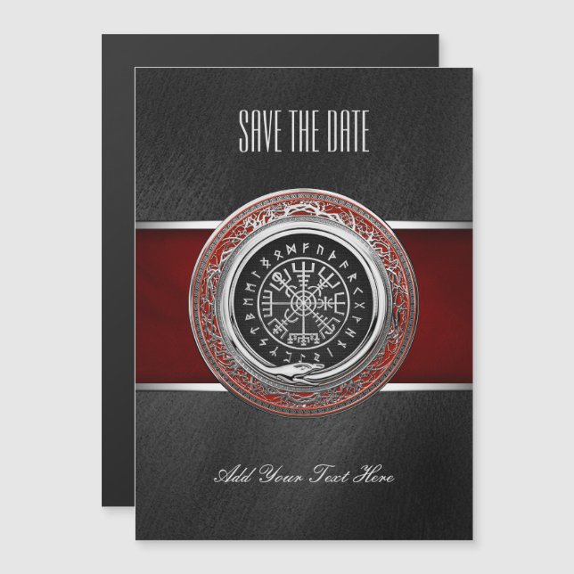 [100] Vegvisir - Viking Silver Magic Runic Compass Magnetic Invitation (Front/Back)